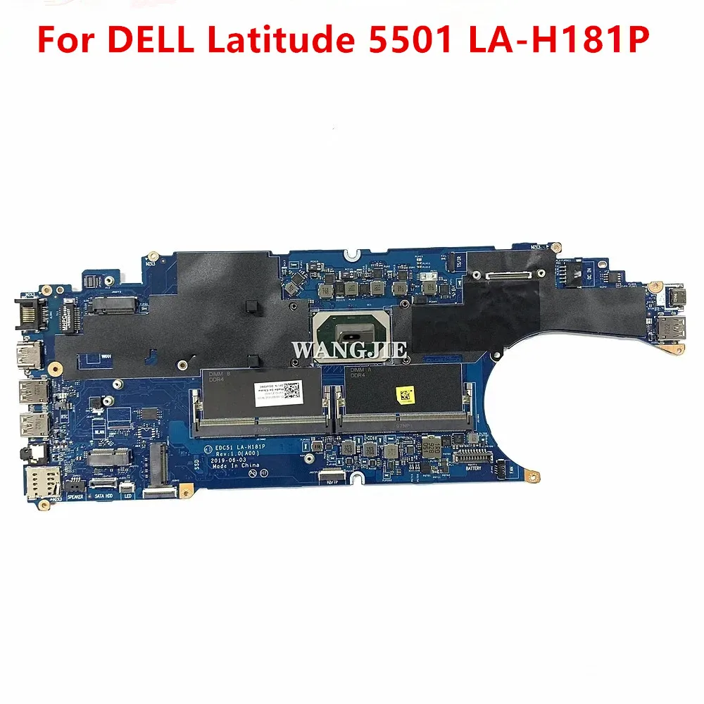 

Refurbished EDC51 LA-H181P CN-0GWDNC 0GWDNC GWDNC For DELL Latitude 5501 Laptop Motherboard SRFCN I7-9850H CPU DDR4