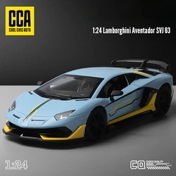 CCA Diecast 1:24 Lamborghini SVJ63 Alloy Supercar Model Sound and Light Collective Home Decor Metal Voiture Miniature Toys Boys