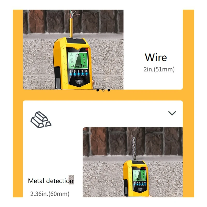 Pemindai dinding penemu kancing 5 dalam 1, pemindai Sensor Stud logam kayu dinding dengan layar LCD akurasi ditingkatkan