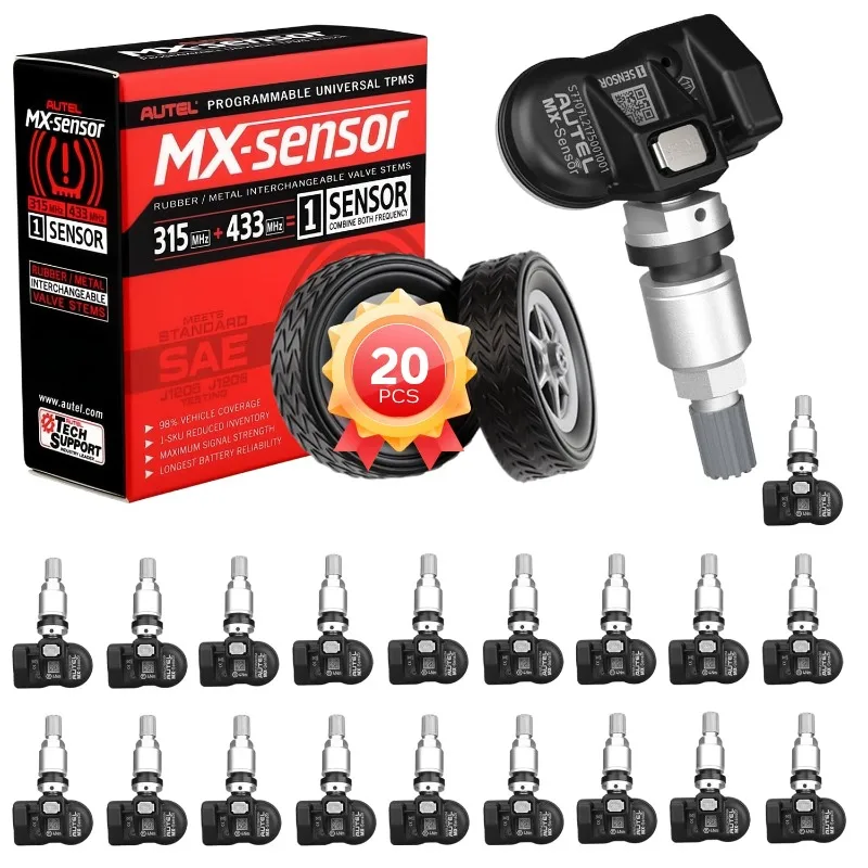 

Autel TPMS Sensors 20 Pack Dual Frequency 315Mhz / 433Mhz Metal Stem Universal Tire Sensor