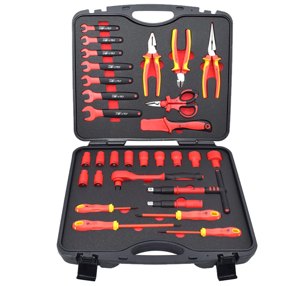 

30 Pcs New Energy Insulated Socket Wrench 1000-Volt Insulated 1/2 in. Drive Deep Socket Set