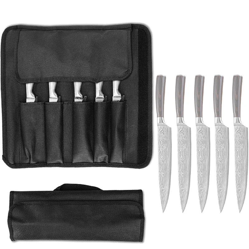 Oxford Chef Knife Roll Bag Outdoor Camping Portable Santoku Slicing Paring Knife Storage Package Durable Home Knives Carry Case