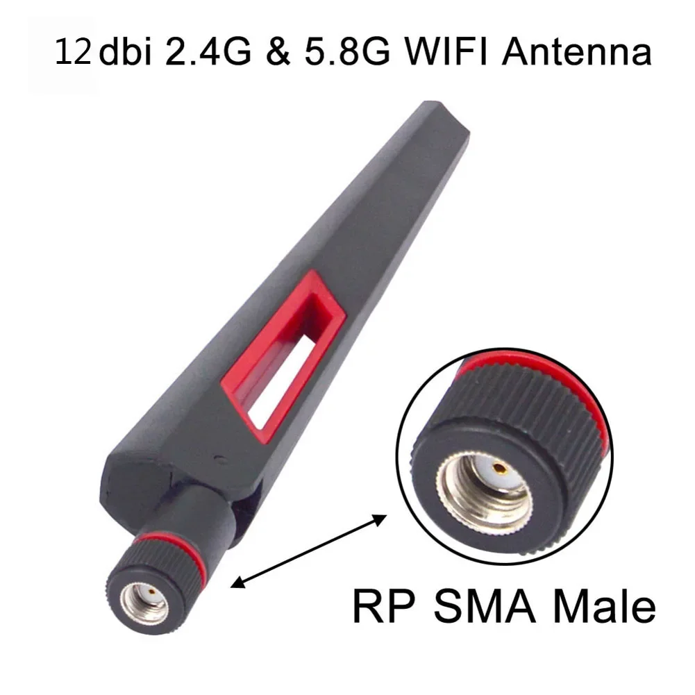 

100% Brand New 2pcs 12dBi 2.4GHz 5GHz Dual-Band Wireless Network Card WIFI Antenna IP Camera RP-SMA 19.5 Cm (7.6 Inch)