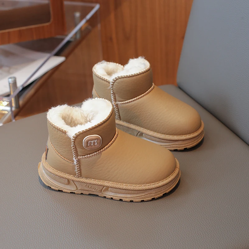 2025 جديد بنين بنات أحذية الشتاء الاطفال الثلوج الأحذية الكاحل الانزلاق على الموضة الكلاسيكية الدافئة سميكة أفخم القطن الأطفال الأحذية #6
