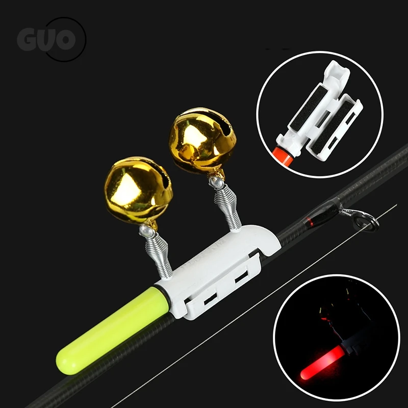 1PC Bell Double Headed Throwing Rod Fishing Electronic Rod Light Luminous Stick Flash LED Removable Waterproof Night Tackle