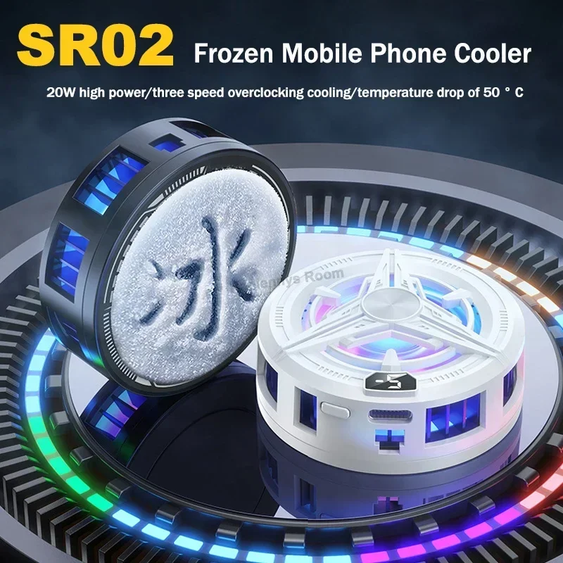 SR02 PRO Frozen Mobile Phone Semiconductor Cooling Fan Radiator Digital Display Magnetic Back-clip Game Cooler for IOS Android