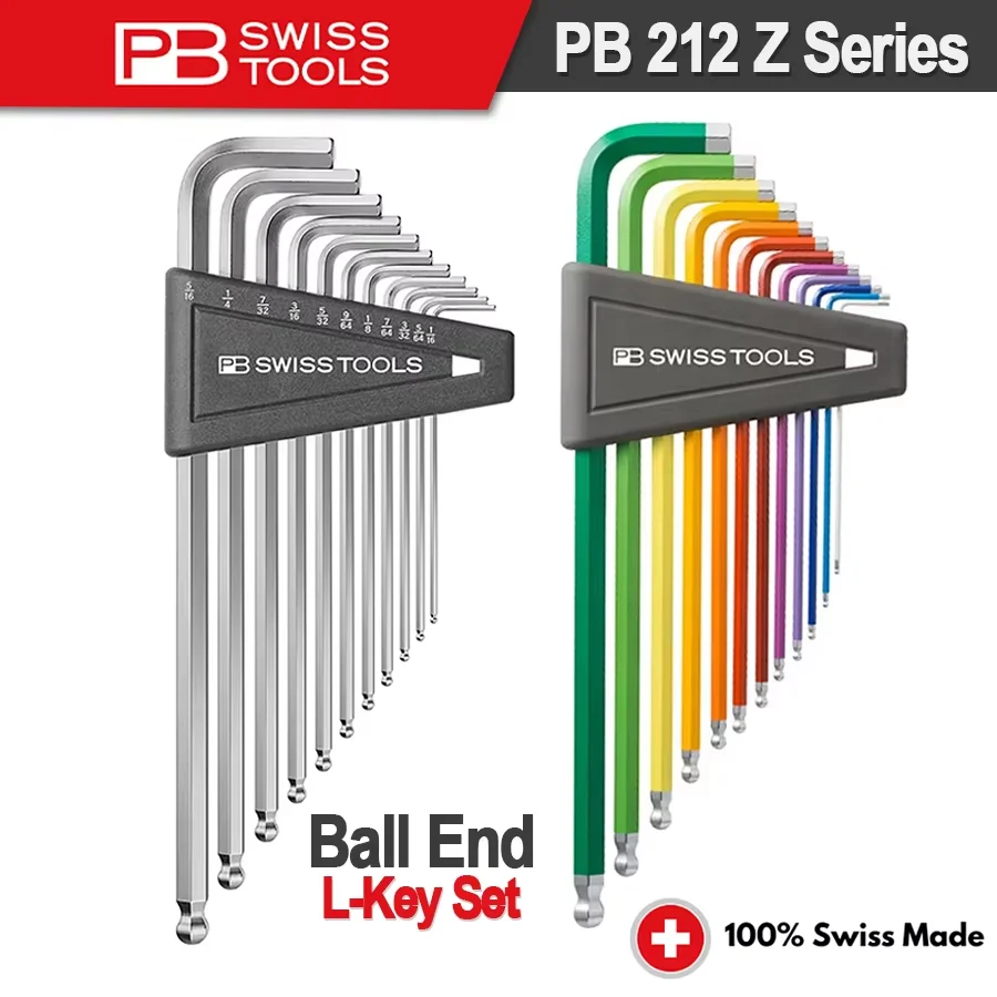 PB SWISS TOOLS Long Chrome Ball Point Hex L-Key Sets Tools Allen Key Set L-Wrenches for Hexagon Socket Screws NO.PB 212