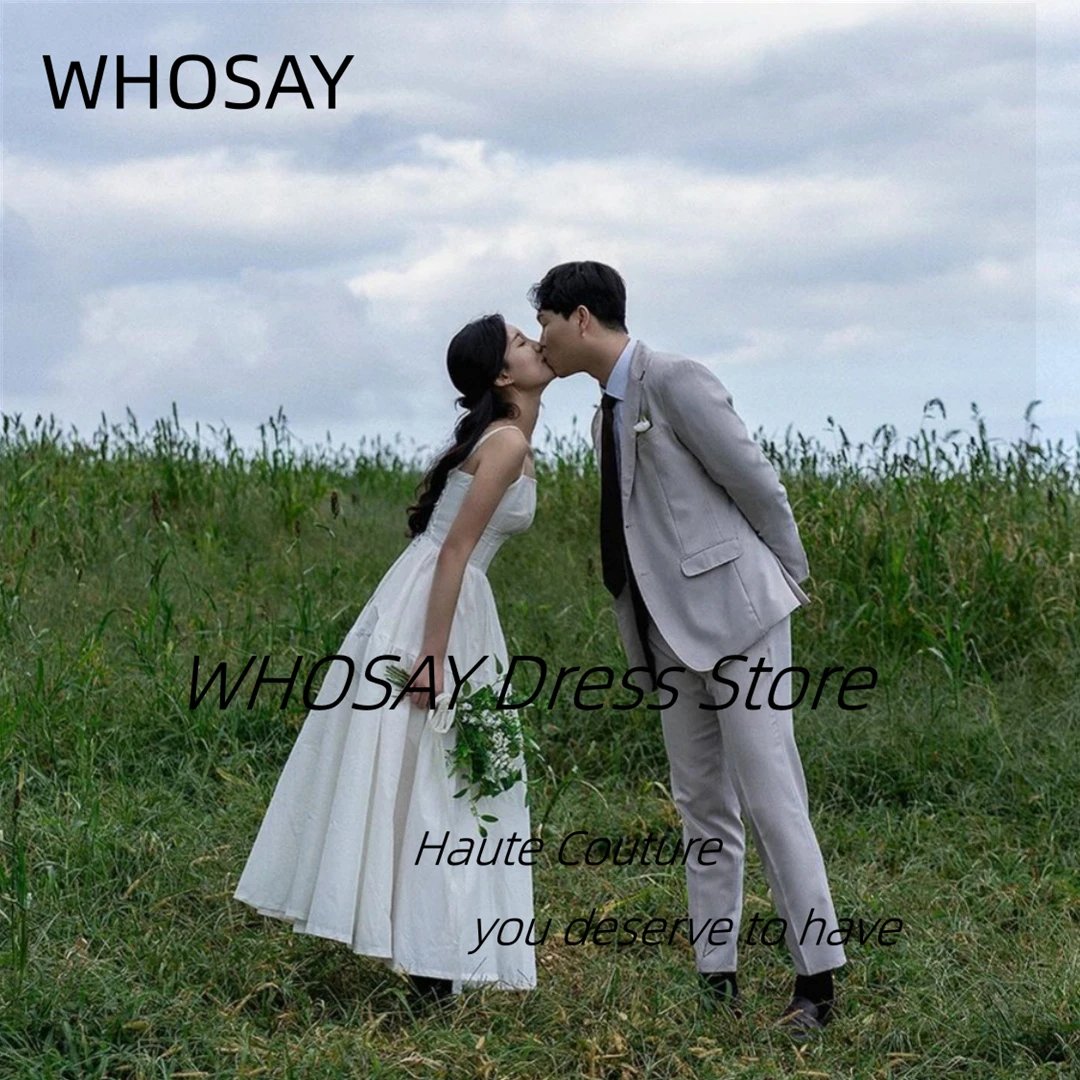 WHOSAY Wedding Dress Korea Girls Spaghetti Strapless Bridal Gowns Lace Up Back Robe Des Marrige A Line Formal Party Dress