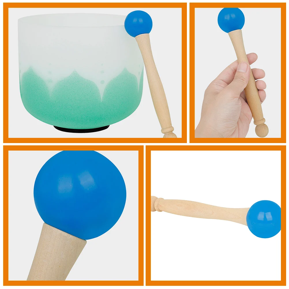 

Non Fatigue Singing Bowl Mallet Rubber Head Wooden Handle O Ring Sound Bowl Strikers Musical Component