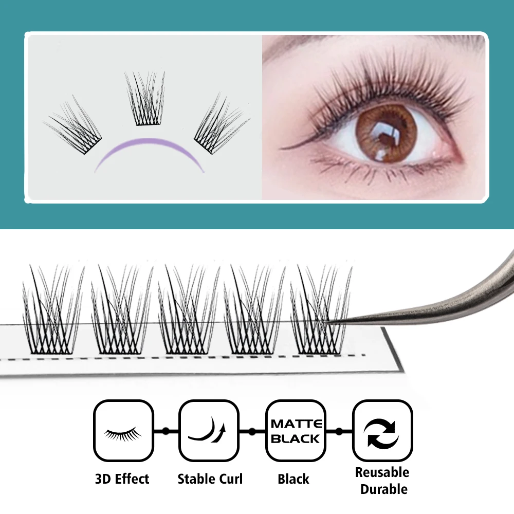 Cluster Lashes Mix Length DIY Eyelash Extensions Segmented Volume Fans Wispy Individual False Lashes Makeup