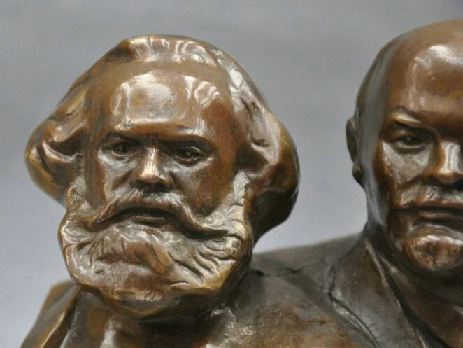 6'' Great Communist Marx And Lenin Bust Bronze Statue R0712