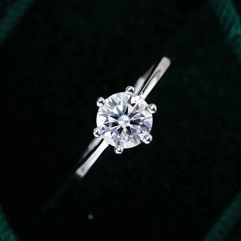 Women Engagement 18K White Gold Wedding Band 0.5/0.8/1/2/3CT VVS1 D Color Moissanite Diamond Girl Birthday Gift PT950 Wife Rings