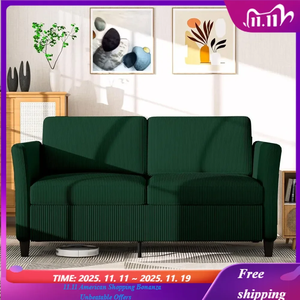 

Modern 2-Seater Corduroy Loveseat 60.6 Inch Sofa with Side Pocket Comfortable for Small Spaces Bedroom