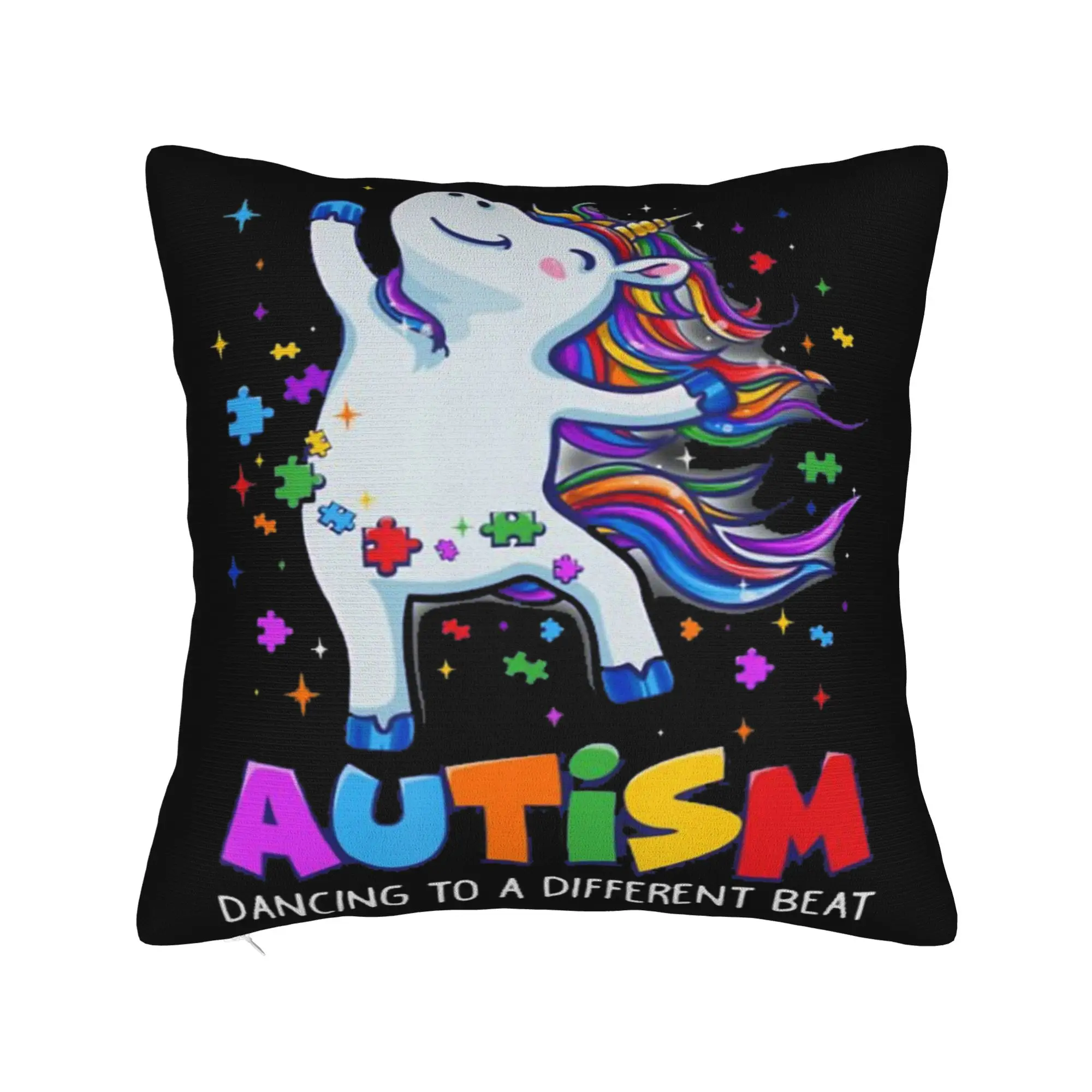 Decorative Pillow Covers Dabbing Puzzle Autism Awareness Merchandise Seater  Pillow Case Cover Square Multiple Sizes