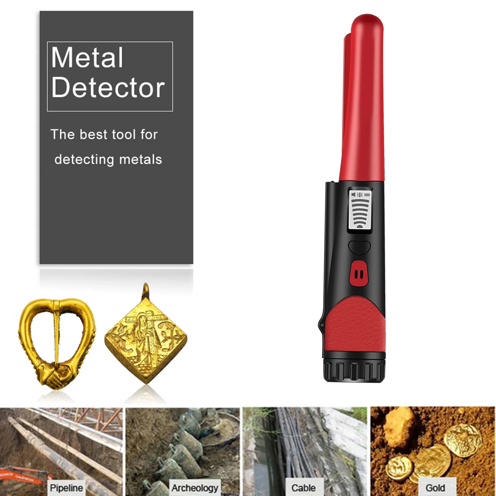 

Handheld Metal Detector Coins Pinpointer Multipurpose Metal Finder Treasure Locator Underground Metal Positioning Detect Rod