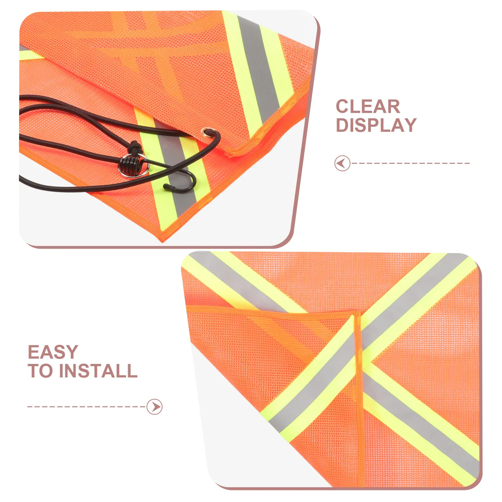 Trailer Reflective Flag High-Visibility Night Safety Signal Flag Waterproof Sunproof Compact Design Hanging Buckle for Car Truck