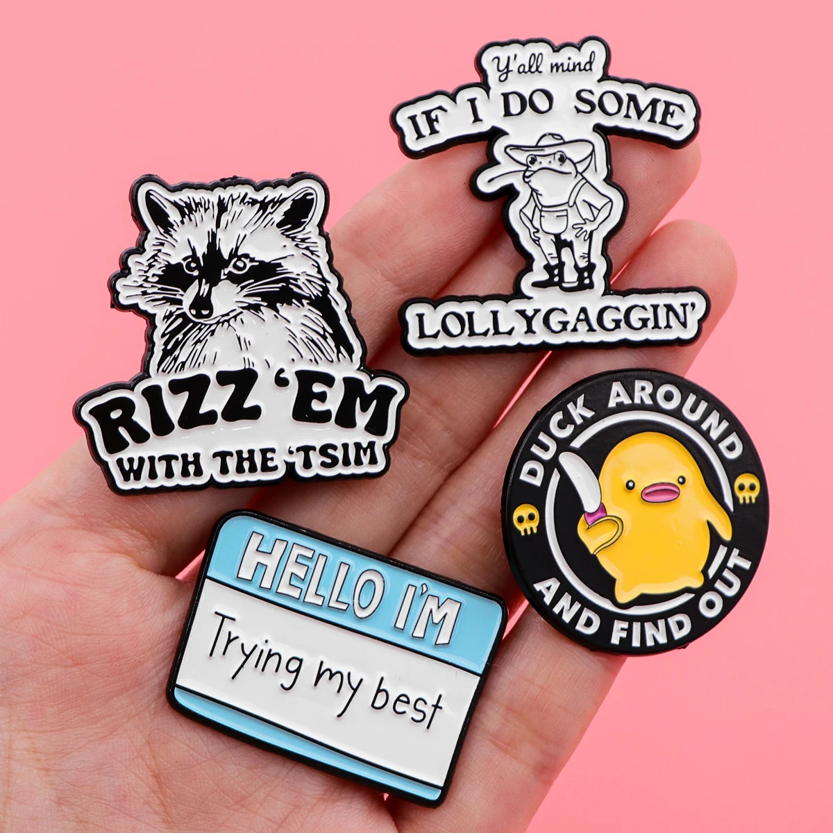 Funny Duck Enamel Pin Cute Raccoon Brooch Pines Lapel Pins Badge on Backpack Clothing Accessories Animal Jewelry Friends Gifts