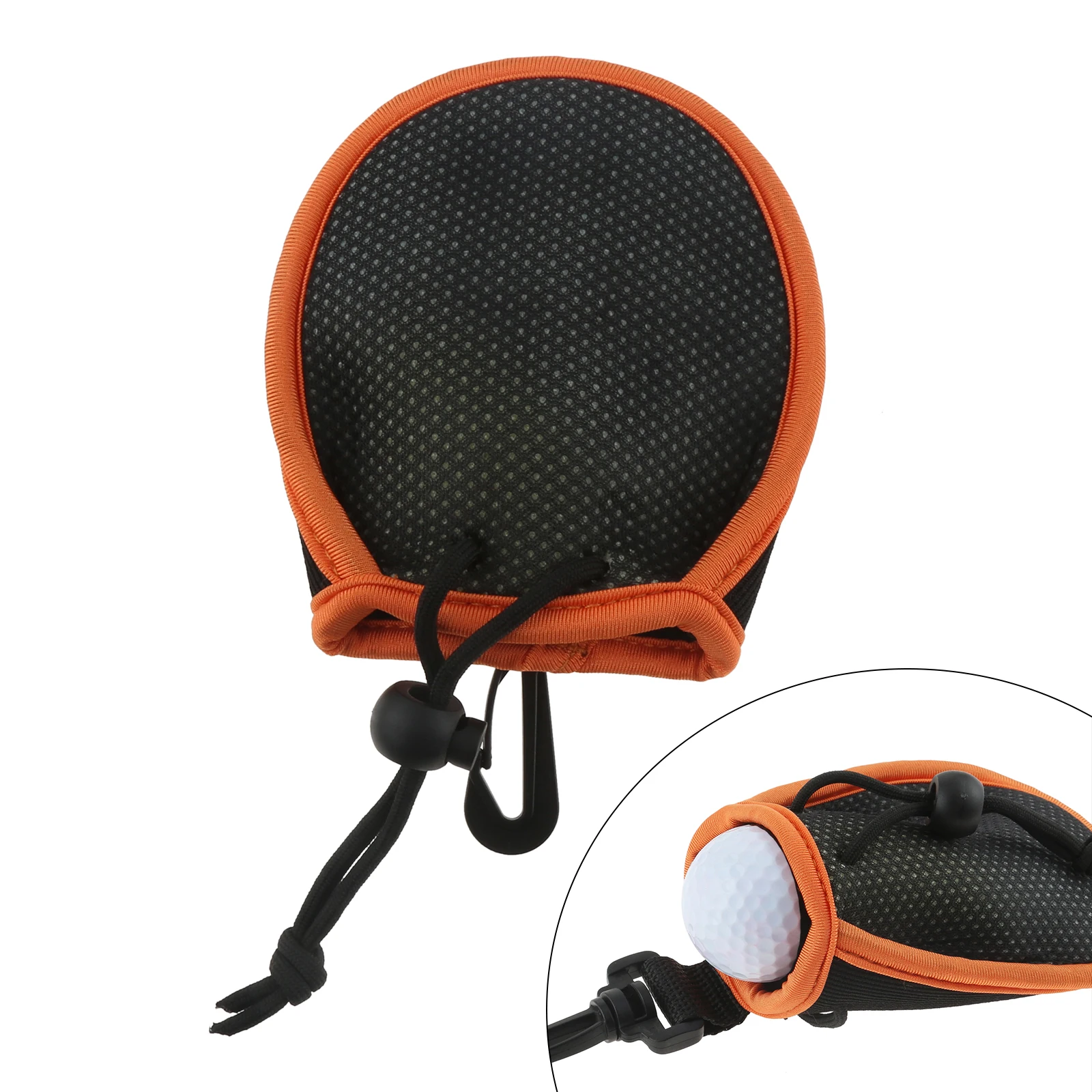 Bolsa de plástico de nailon para limpieza de pelotas de Golf, accesorio de bolsillo práctico y portátil, color negro y naranja, 22,5X10,6 cm, 1 unidad