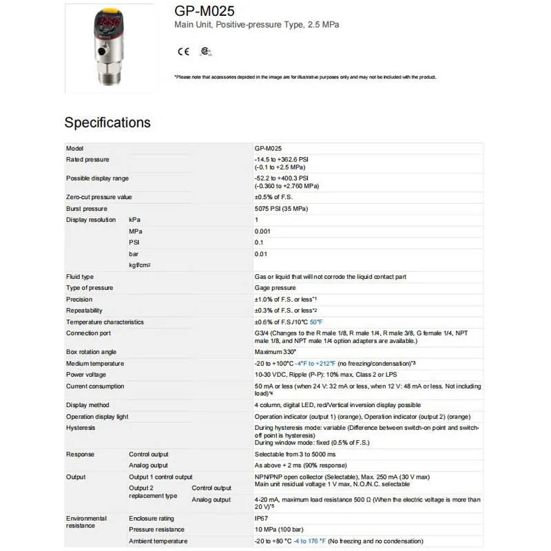 Novo sensor de pressão genuíno GP-M025 KEYENCE