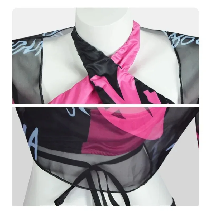 Arcane Jinx Cosplay Swimsuit for Women Sexy Anime Bikini Set Halloween Roleplay Swimwear Outfit view 5