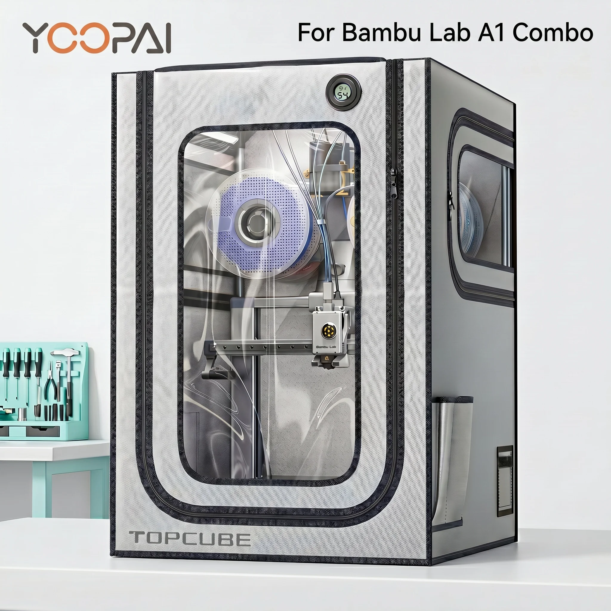 YOOPAI 3D-Drucker-Gehäuse für Bambu Lab A1/A1 Mini Combo LED-Licht Wasserdicht Geräuschreduzierend Konstante Temperatur