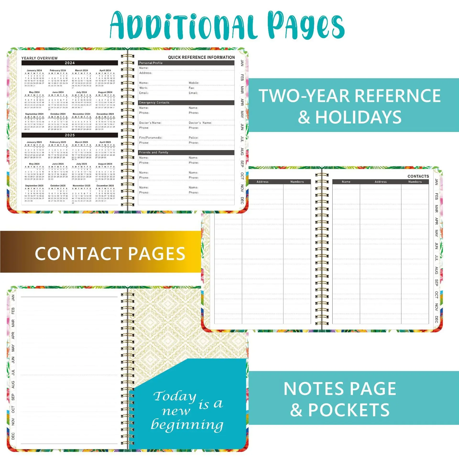 2024 A5 English Planner Notebook blocco note diario Agenda settimanale pianificatore Agenda cancelleria forniture scolastiche per ufficio