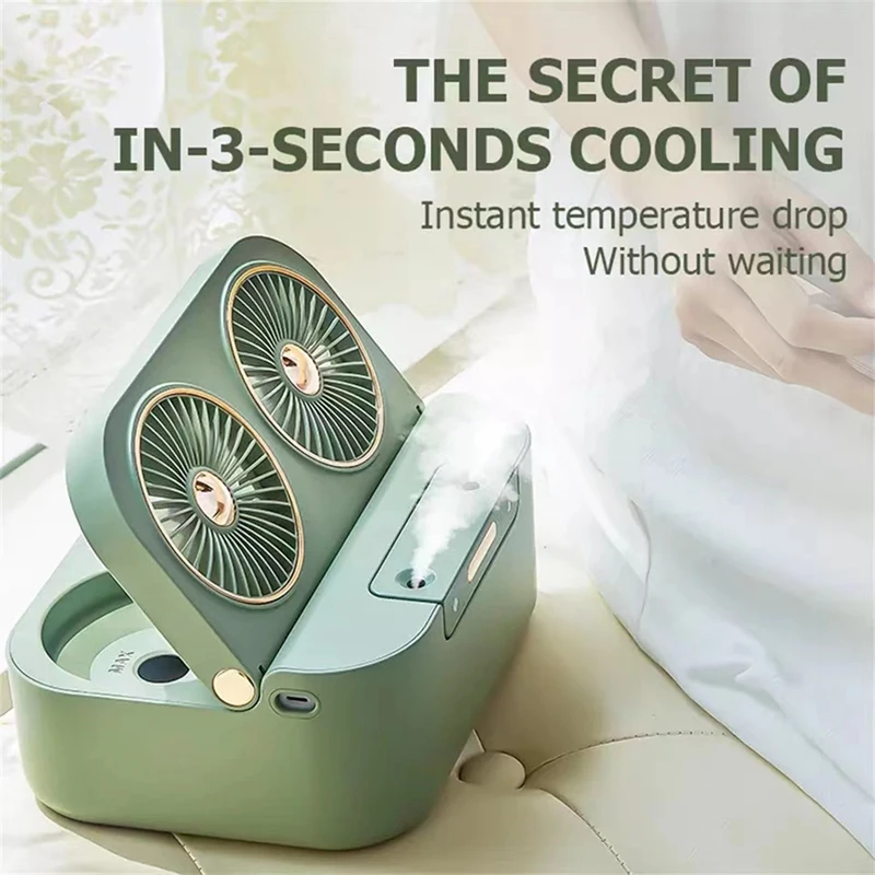 Summer Cool Double-Blade Spray Fan USB Desktop Air Conditioning Fan Office Portable Water-Cooled Mute Spray Fan