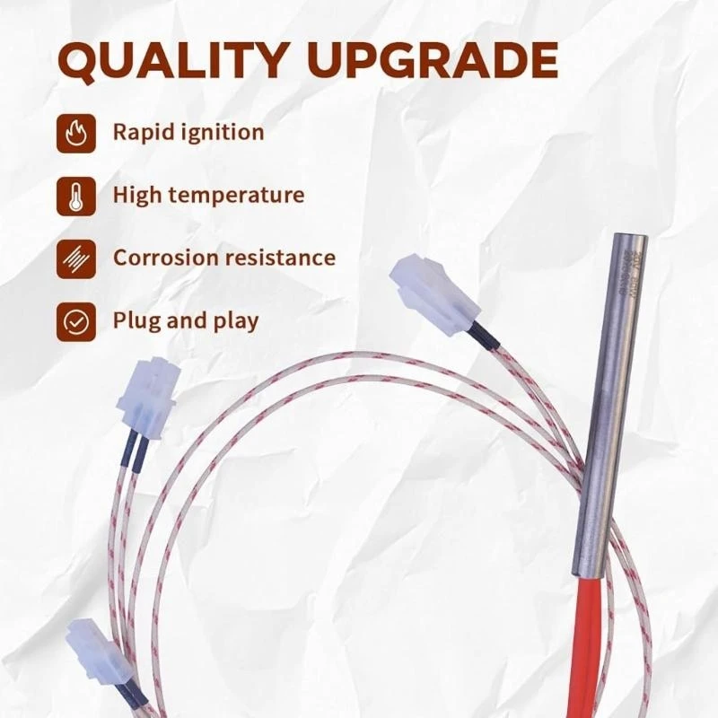 12PD Stainless Steel Hot Rod Igniters 20V 80W For Pellet Grills High Reliability Fast Heating Tube Easy Installation