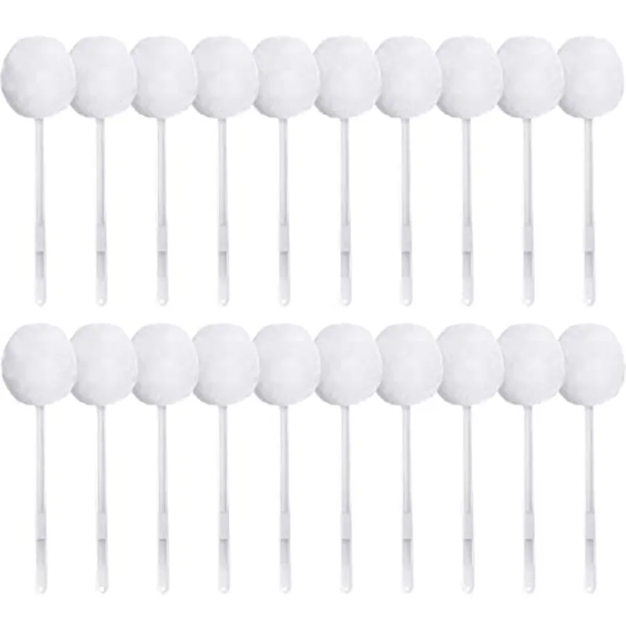 

Bathroom Toilet Bowl Brush with Long Plastic Handle Bulk Disposable White Soft Silk Cotton Swab Cleaner 11 x 4.3 Inch 20 Pack