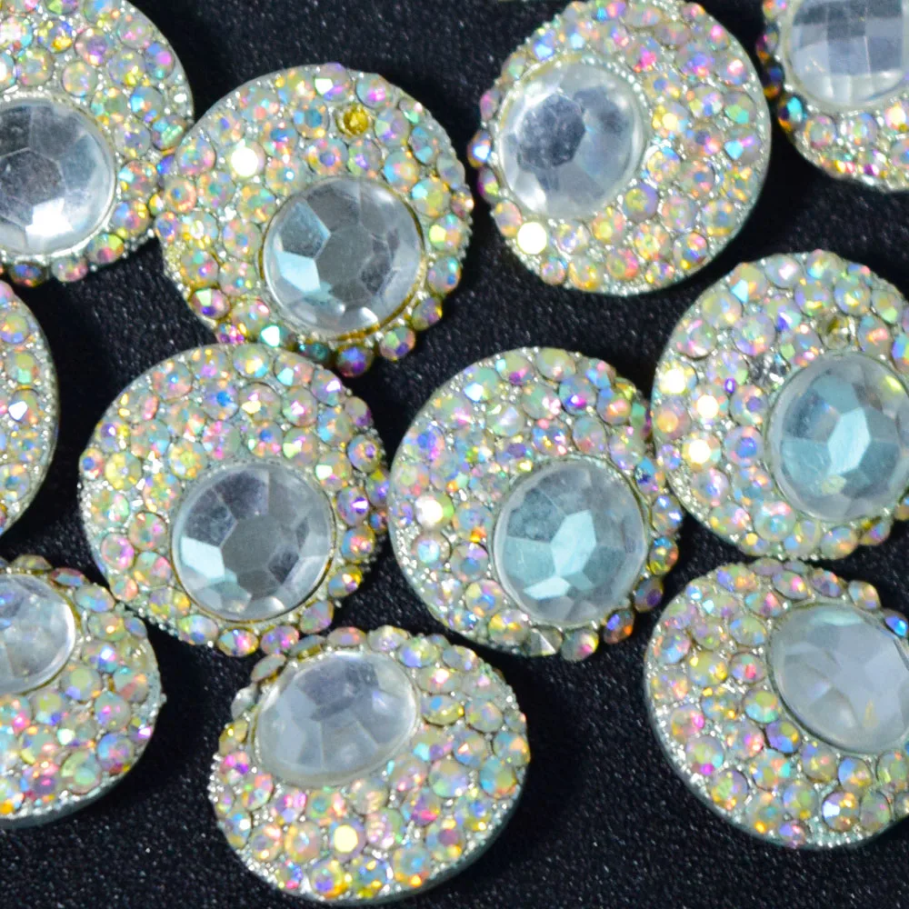 10pcs circular handicraft decorative buckles flowers rhinestone diamond alloy  button for sewing clothes