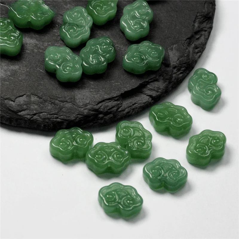 20PCS Glass Xiangyun Straight Hole 9x13mm DIY Ancient Style Hairpin Pendant Connected with Tassel Hanging Accessories
