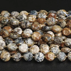 Natural Dendritic Opal Beads Faceted Flat Round 8mm Gemstone Beads Strand For Jewelry DIY Making Bracelets