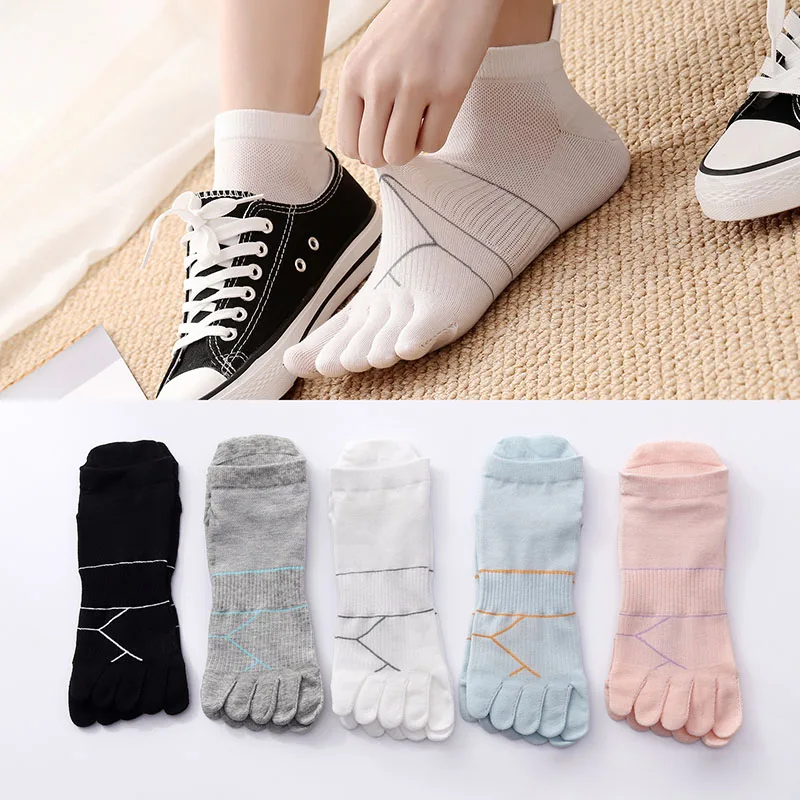 

5 Pairs Fashion Five Finger Ankle Socks Cotton Woman Spring Summer Mesh Breathable Funny Sport Short Socks with Toes calcetines