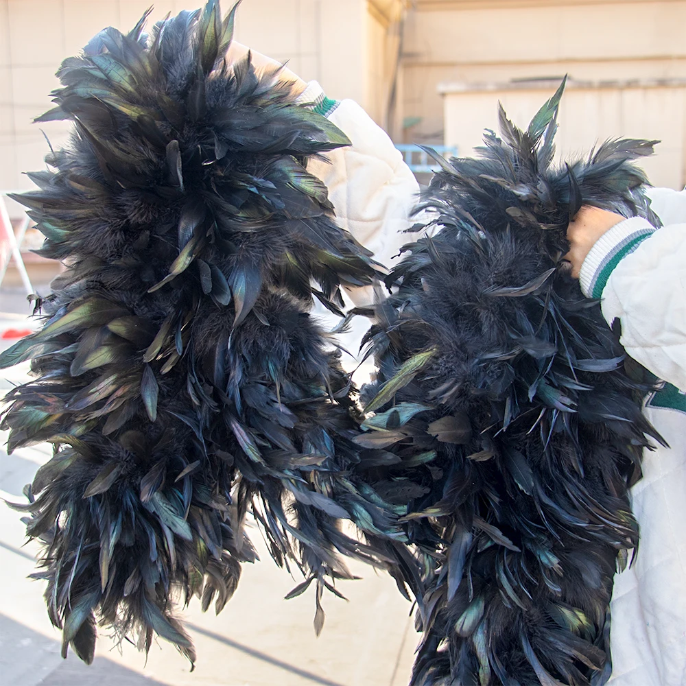 

Fluffy Chicken Feather Boa 2 Yards for Carnival Costume Burlesque Show Masquerade Party Stage Performance Photo Prop