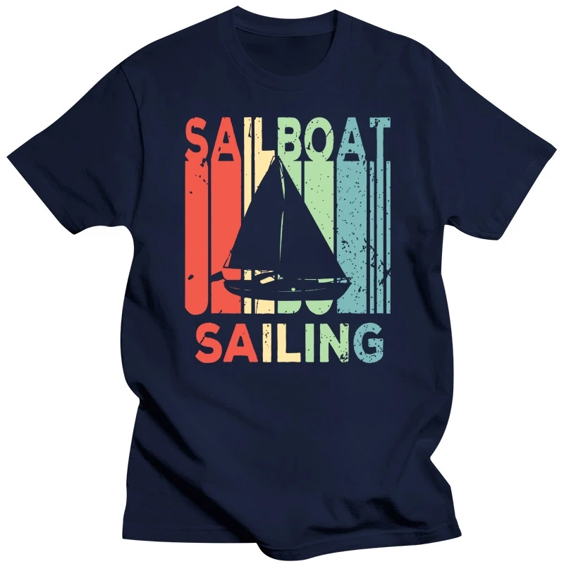 2019 Fashion Men T shirt Sailing Sailboat Vintage T Shirt 100% Cotton summer personality