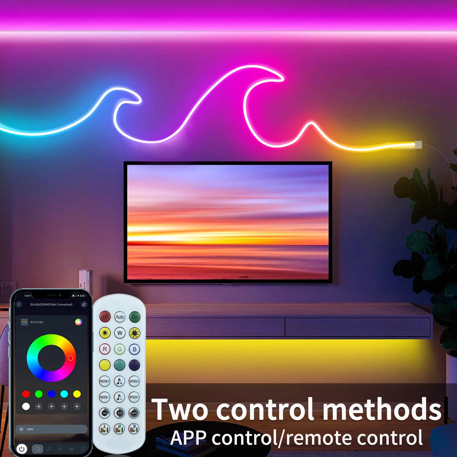 DC24V 3535 RGB Neon LED Strip 5/10/15M 2.4G Bluetooth control Music Sync Waterproof Neon Rope Light for Indoor Outdoor Decor