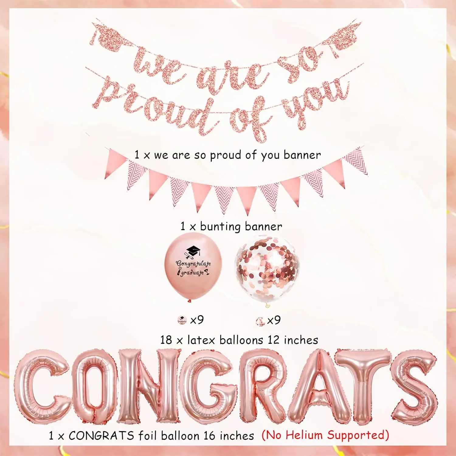 Cheereveal 2023 Rose Gold Girls Graduation Party Decorations We Are So Proud of You Banner Congrats Balloons Grad Party Decor