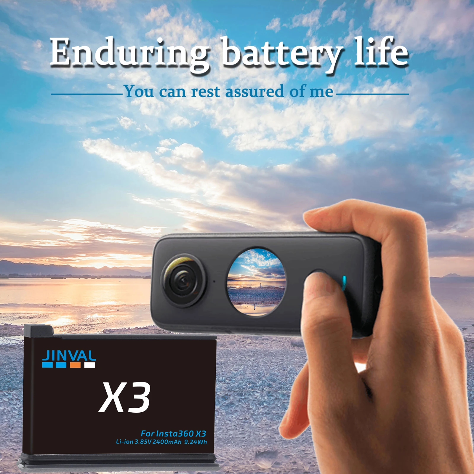 JINVAL 2400mAh Batteries For Insta360 ONE X3 Battery + 2-Slot Fast Charging Case Insta 360 X 3 Action Camera Accessories