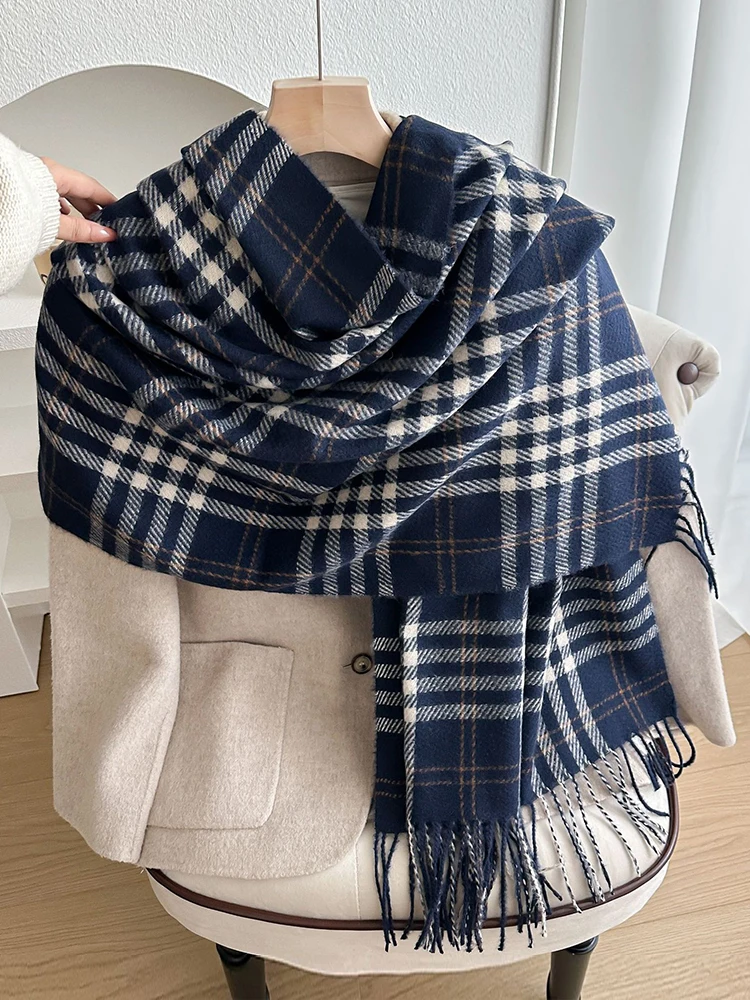 

Осенний женский зимний вязаный шарф в стиле ретро, платок для женщин и мужчин в консервативном стиле, повседневный полосатый клетчатый шарф, платок, шаль, мужской унисекс, новинка
