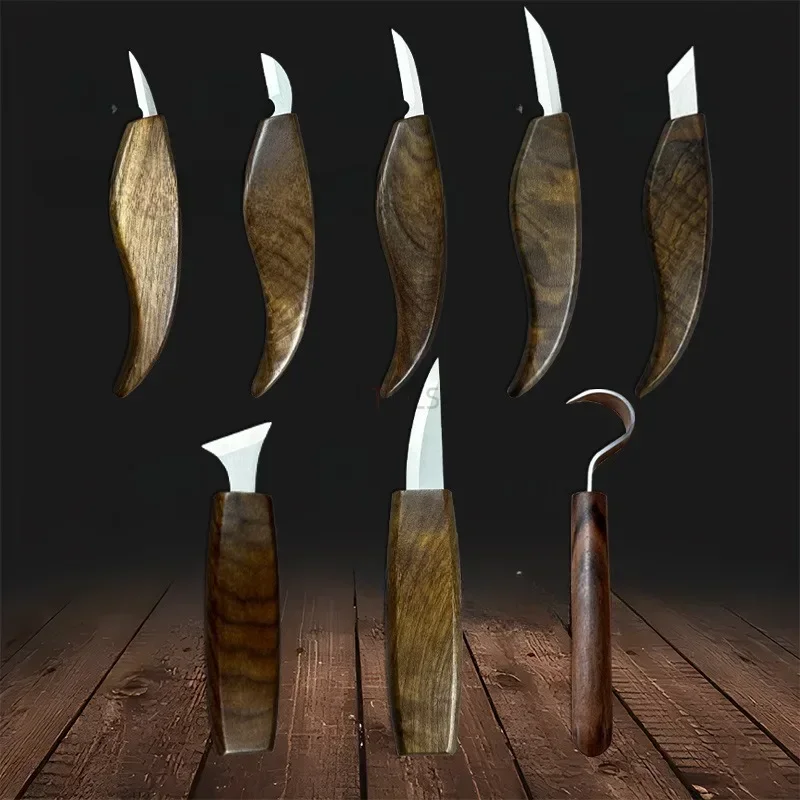 New Woodworking Carving Knife Set Professional Edge Trimming and Chamfering Tool Hu Tiaomu Wooden Carving Handmade Manual Tools