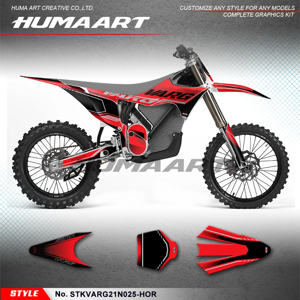 

HUMAART Stickers Set Vinyl Graphics for Stark Future Varg Electric Dirt Bike, Black Red, Style No.STKVARG21N025-HOR