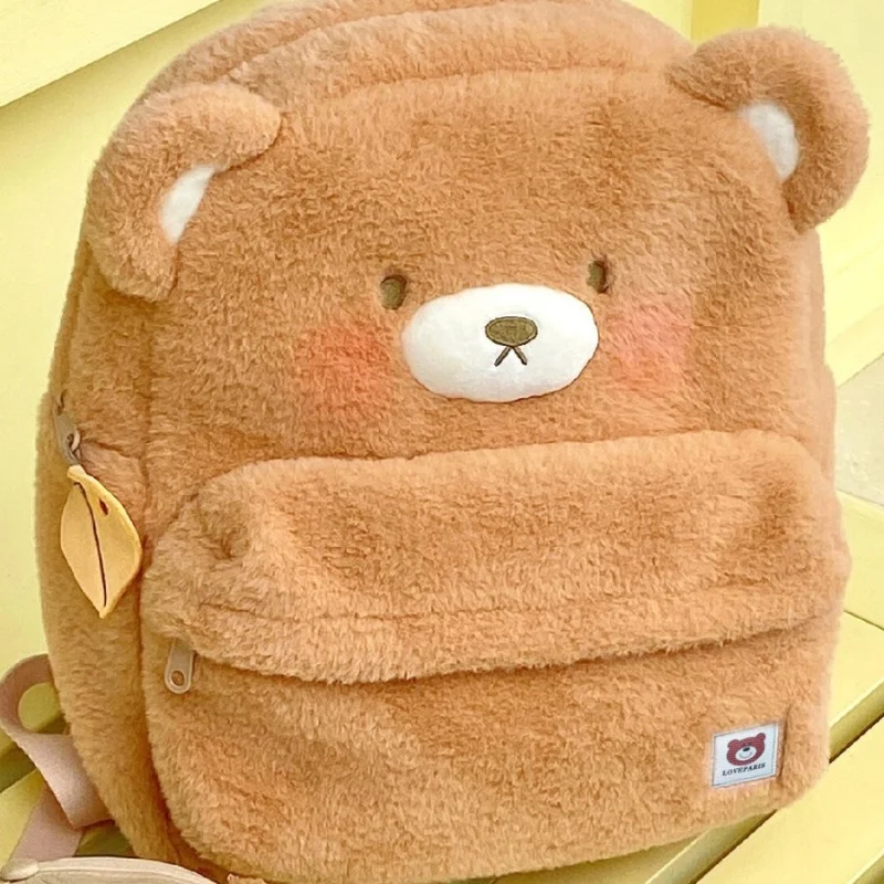 New Cute Bear Plush Backpack Cartoon Animal Plush Toy Soft Stuffed Shoulder Bag Crossbody Bag Children Girls Birthday Best Gift