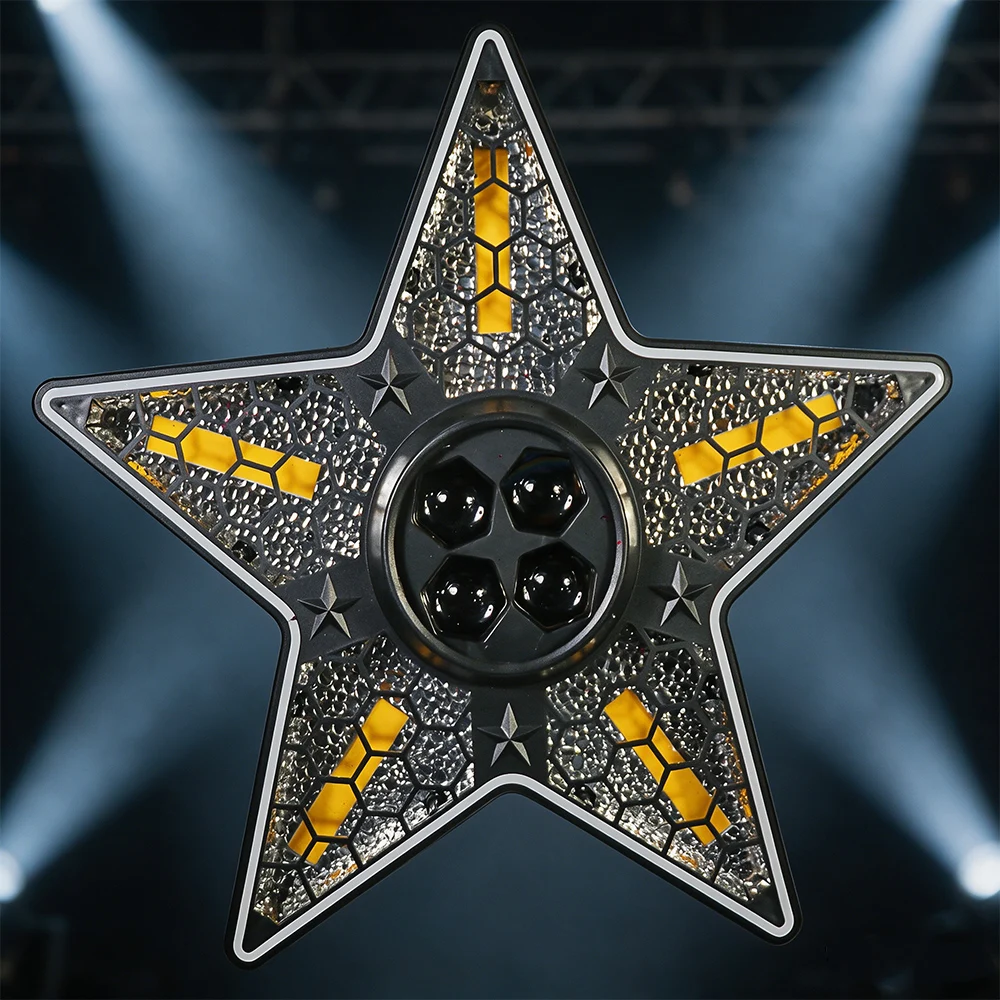 Pentagram Star LED Bee Eyes Stage Effect Light Golden Strobe Beam COB Strip Retro DJ Fixture DMX512 Disco Wash Atmosphere Light