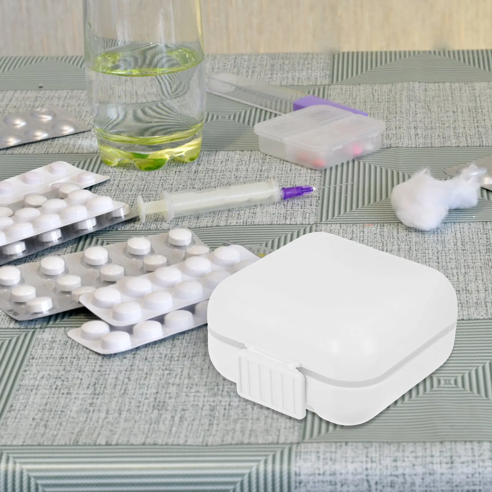 Portable Mini Pill Dispenser Organizer with Independent Compartments for Travel Daily Medication Storage Small White Medicine