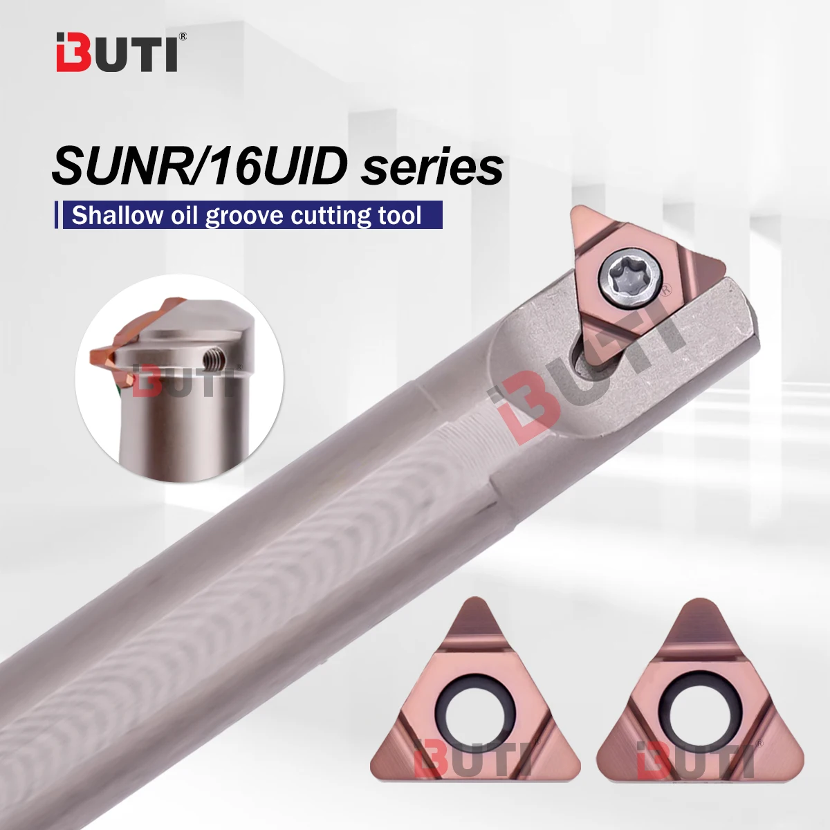 

CNC Machining Cener Shallow Oil Groove Tool Holder SUNR0012M16 SUNR0020R16 16UID Shallow Oil Grooving Insert R2.5/R1.5/R2.0/R2.5