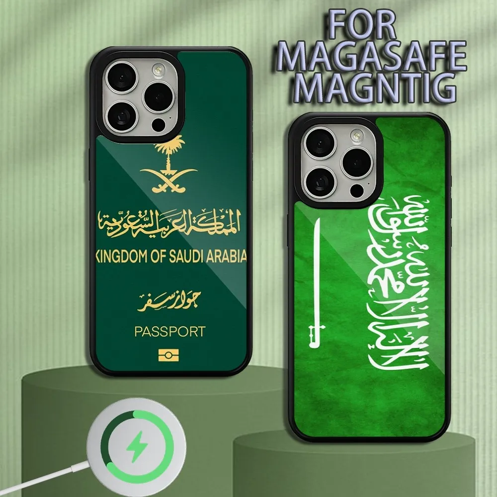 Kingdom Of Saudi Arabia  Phone Case For iPhone 11 12 13 14 15 Plus Pro Max Charging  Magsafe Magnetic Wireless Cover