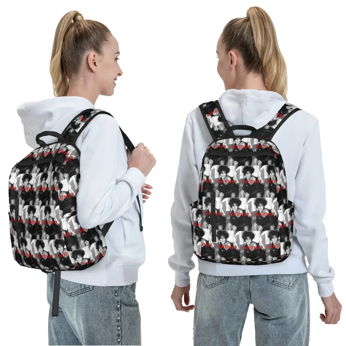 Vintage Whitney Houston Inspired Backpack Large Capacity Boys Girls BookBag School Bag Shoulder Bags for Men Women