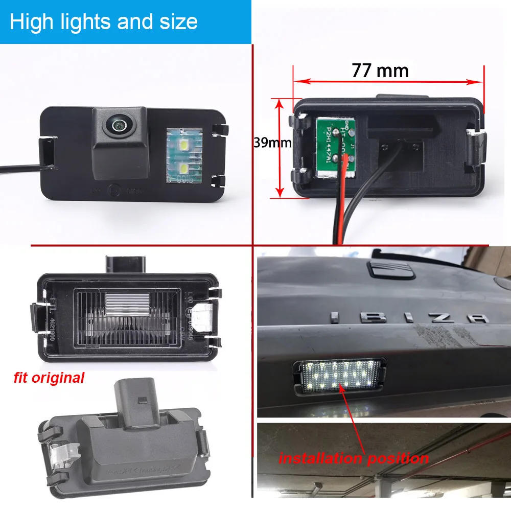 

HD Автомобильная камера заднего вида для Seat Altea 5P1/Arosa/Cordoba Vario/Ibiza/Leon/Toledo