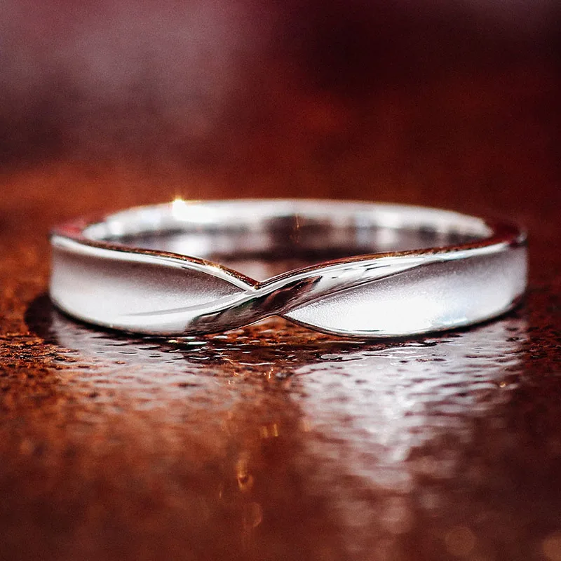 

Provence 925 Sterling Silver Wedding Band Simple Brushed Twisted Band For Women Men Free Simple Engraving Daily Jewelry