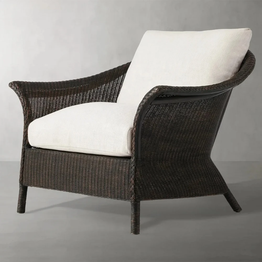 Top Quality Durable PE Rattan Chair with Aluminum Frame - Classic Handwoven All Weather Natural Finish كرسي استرخاء